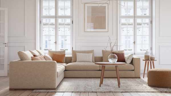 A beige-themed living room A beige-themed living room